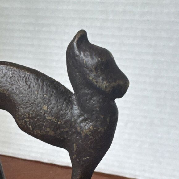 Tall Cat Metal Figurine 9.25” Tall On Metal Pedestal (NOT a bell) Modern Art - Picture 10 of 11